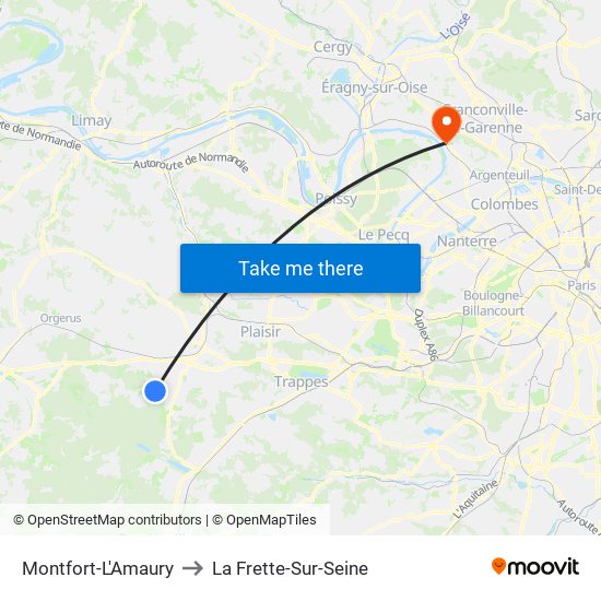 Montfort-L'Amaury to La Frette-Sur-Seine map