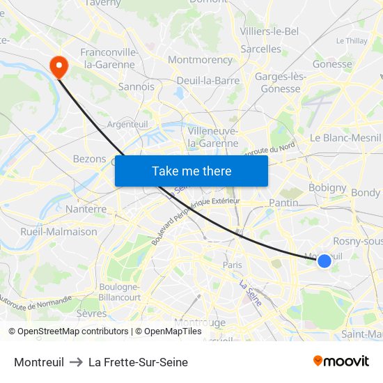 Montreuil to La Frette-Sur-Seine map