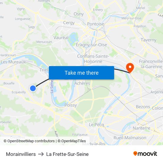 Morainvilliers to La Frette-Sur-Seine map