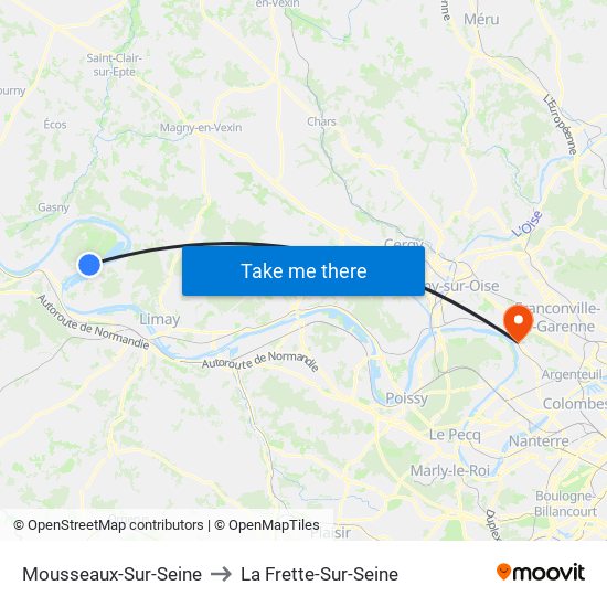 Mousseaux-Sur-Seine to La Frette-Sur-Seine map