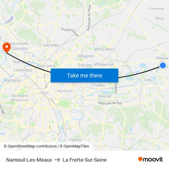 Nanteuil-Les-Meaux to La Frette-Sur-Seine map