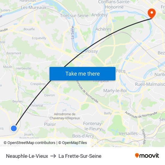 Neauphle-Le-Vieux to La Frette-Sur-Seine map