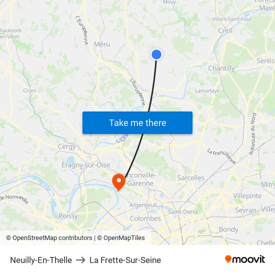 Neuilly-En-Thelle to La Frette-Sur-Seine map