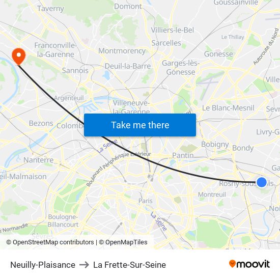 Neuilly-Plaisance to La Frette-Sur-Seine map