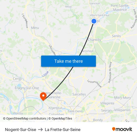 Nogent-Sur-Oise to La Frette-Sur-Seine map