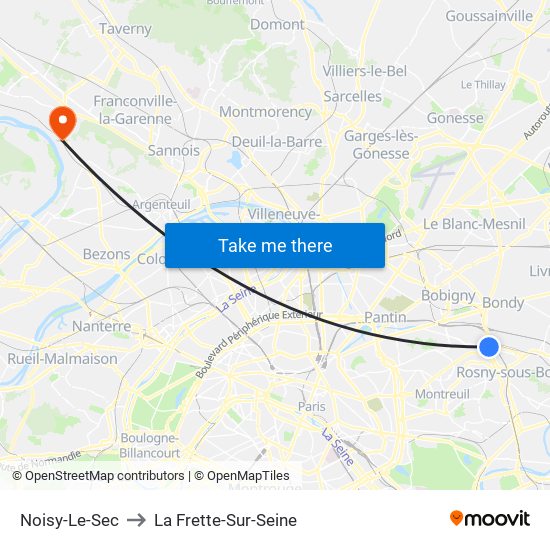 Noisy-Le-Sec to La Frette-Sur-Seine map