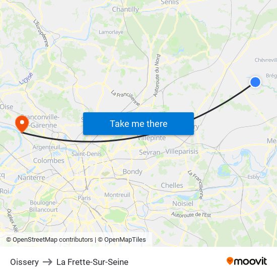 Oissery to La Frette-Sur-Seine map