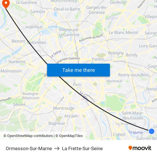Ormesson-Sur-Marne to La Frette-Sur-Seine map