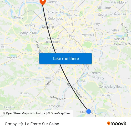 Ormoy to La Frette-Sur-Seine map