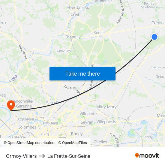 Ormoy-Villers to La Frette-Sur-Seine map