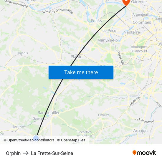 Orphin to La Frette-Sur-Seine map