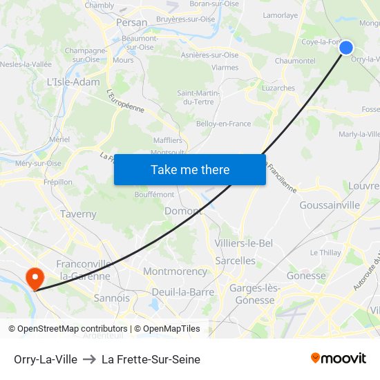 Orry-La-Ville to La Frette-Sur-Seine map