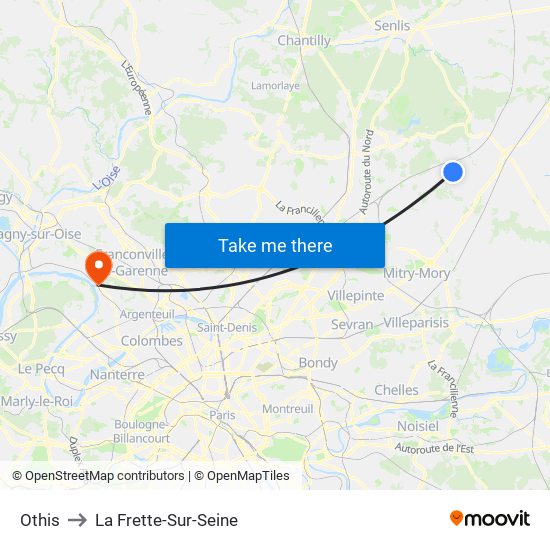 Othis to La Frette-Sur-Seine map