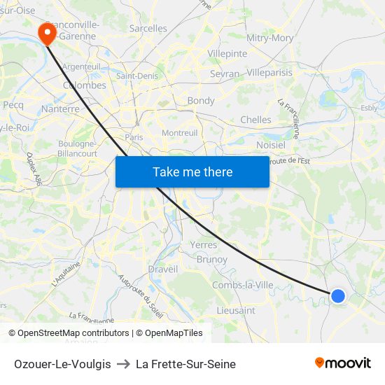 Ozouer-Le-Voulgis to La Frette-Sur-Seine map