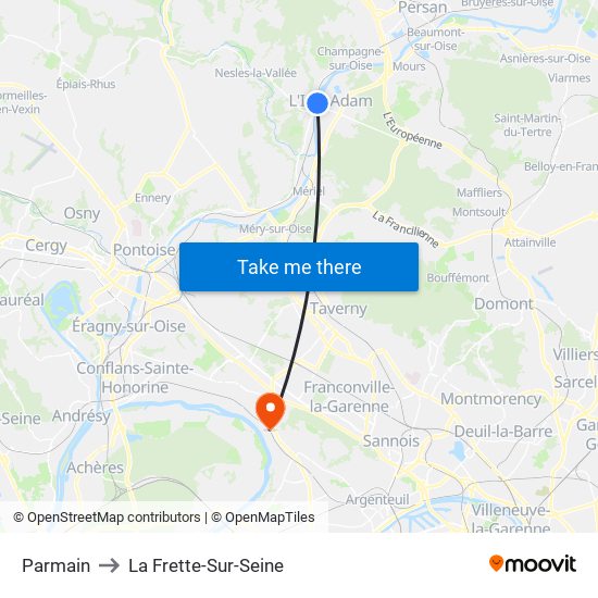 Parmain to La Frette-Sur-Seine map