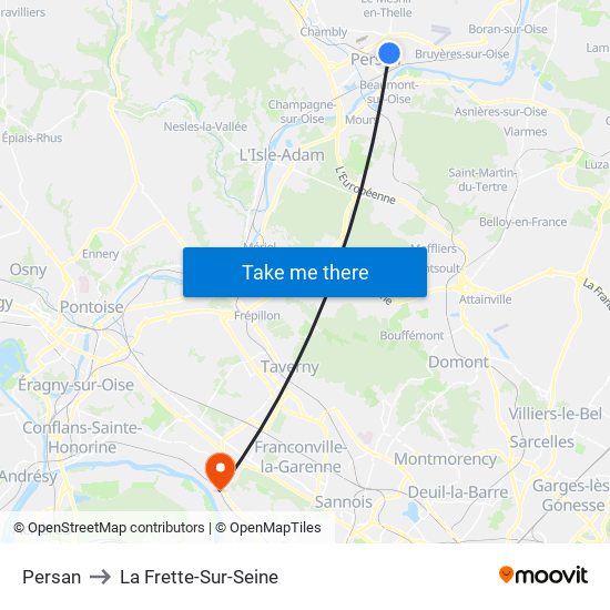 Persan to La Frette-Sur-Seine map