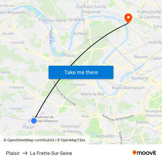 Plaisir to La Frette-Sur-Seine map