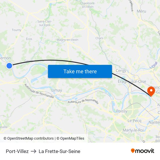 Port-Villez to La Frette-Sur-Seine map