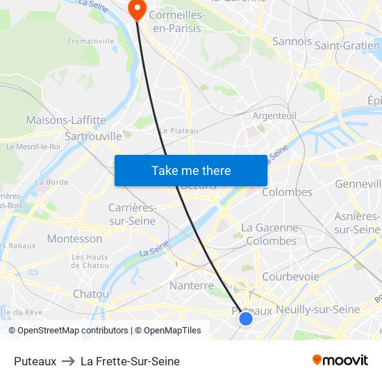 Puteaux to La Frette-Sur-Seine map