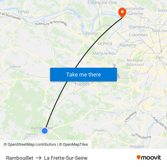 Rambouillet to La Frette-Sur-Seine map