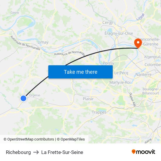 Richebourg to La Frette-Sur-Seine map