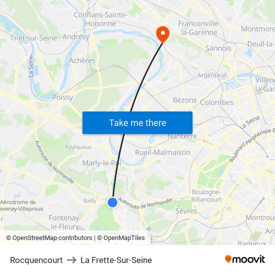 Rocquencourt to La Frette-Sur-Seine map