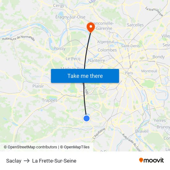 Saclay to La Frette-Sur-Seine map