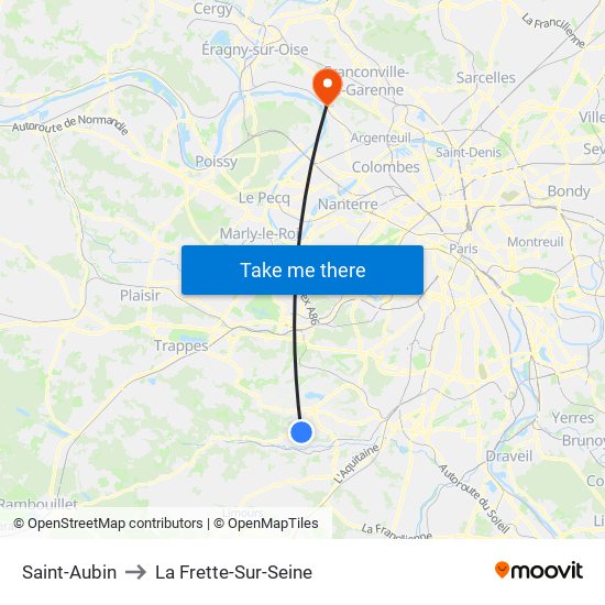 Saint-Aubin to La Frette-Sur-Seine map