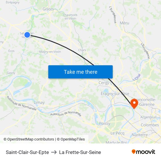 Saint-Clair-Sur-Epte to La Frette-Sur-Seine map