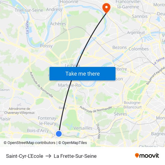 Saint-Cyr-L'Ecole to La Frette-Sur-Seine map