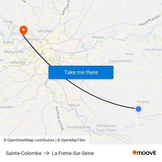 Sainte-Colombe to La Frette-Sur-Seine map