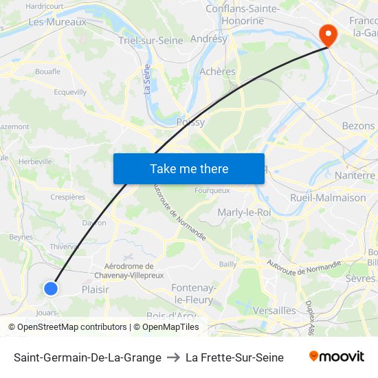 Saint-Germain-De-La-Grange to La Frette-Sur-Seine map