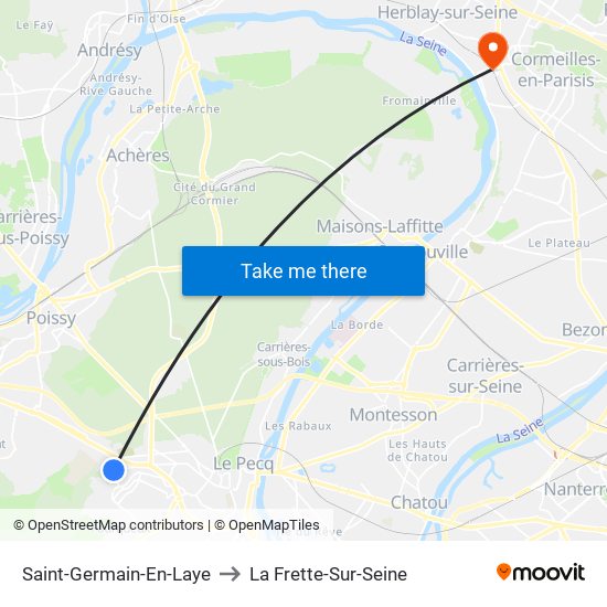 Saint-Germain-En-Laye to La Frette-Sur-Seine map