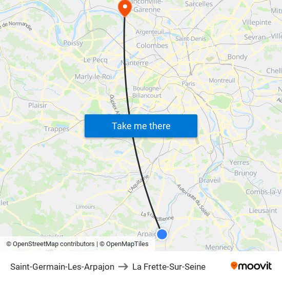 Saint-Germain-Les-Arpajon to La Frette-Sur-Seine map