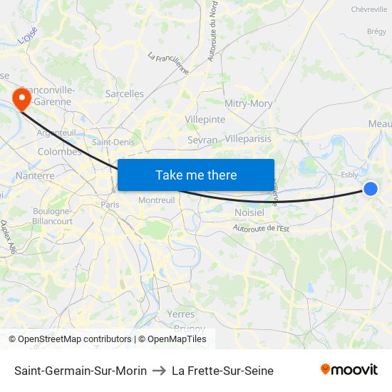 Saint-Germain-Sur-Morin to La Frette-Sur-Seine map