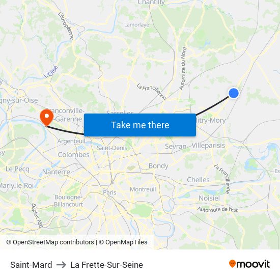 Saint-Mard to La Frette-Sur-Seine map