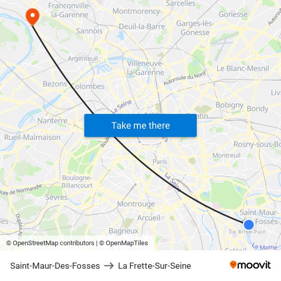 Saint-Maur-Des-Fosses to La Frette-Sur-Seine map