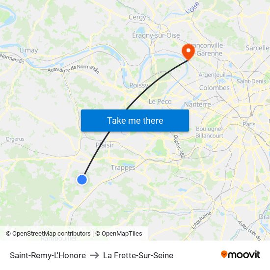 Saint-Remy-L'Honore to La Frette-Sur-Seine map