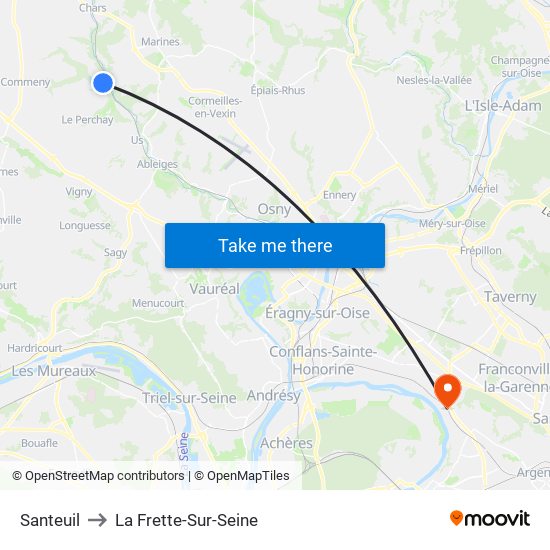 Santeuil to La Frette-Sur-Seine map