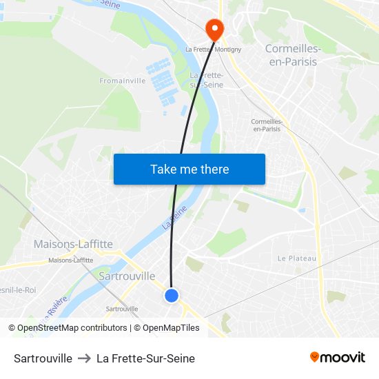Sartrouville to La Frette-Sur-Seine map