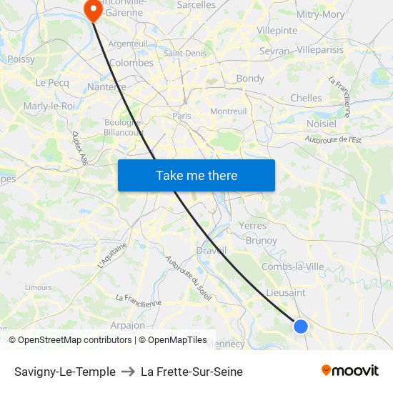 Savigny-Le-Temple to La Frette-Sur-Seine map
