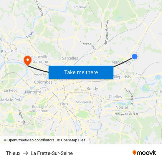 Thieux to La Frette-Sur-Seine map