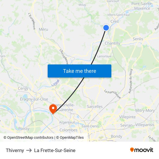 Thiverny to La Frette-Sur-Seine map