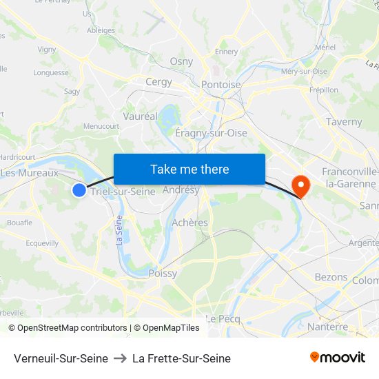 Verneuil-Sur-Seine to La Frette-Sur-Seine map