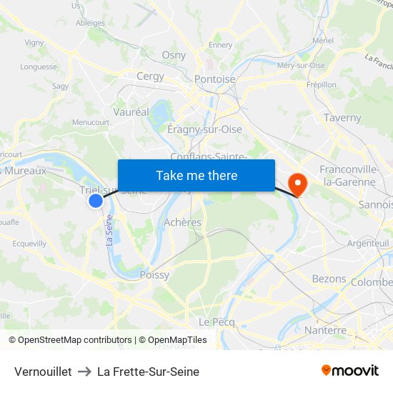 Vernouillet to La Frette-Sur-Seine map