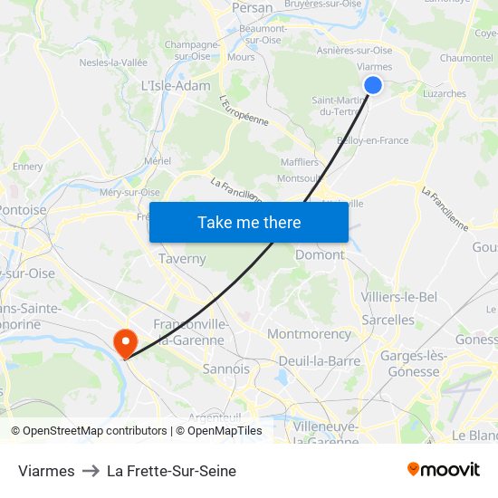 Viarmes to La Frette-Sur-Seine map