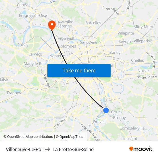 Villeneuve-Le-Roi to La Frette-Sur-Seine map