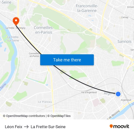 Léon Feix to La Frette-Sur-Seine map