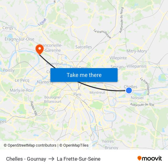 Chelles - Gournay to La Frette-Sur-Seine map