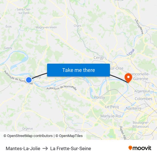 Mantes-La-Jolie to La Frette-Sur-Seine map